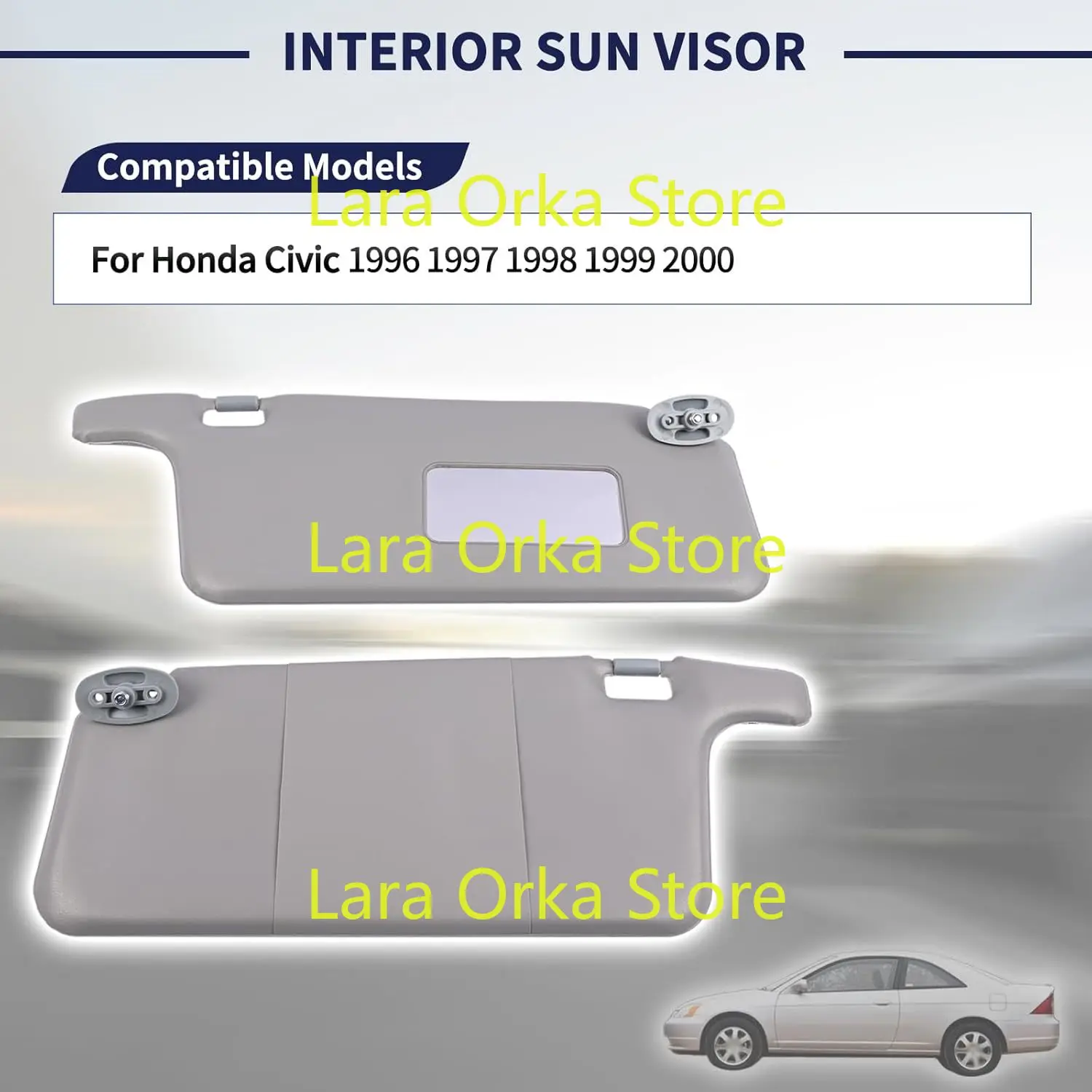 2PCS Interior Sun Visor Sunvisor Compatible with Honda Civic 1996-2000 iES CX DX EX EXR HX LX 83230-S01-A32ZC 83280-S01-A32ZA