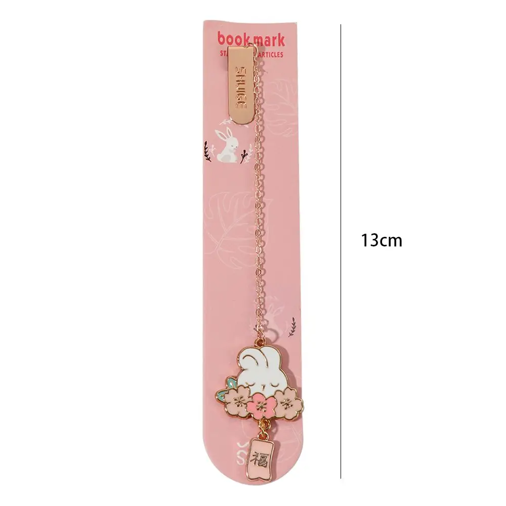 Student Gifts Office Marker of Page Book Tag Paper Clips Reading Metal Bookmark Rabbit Romantic Sakura Pendant Bookmark