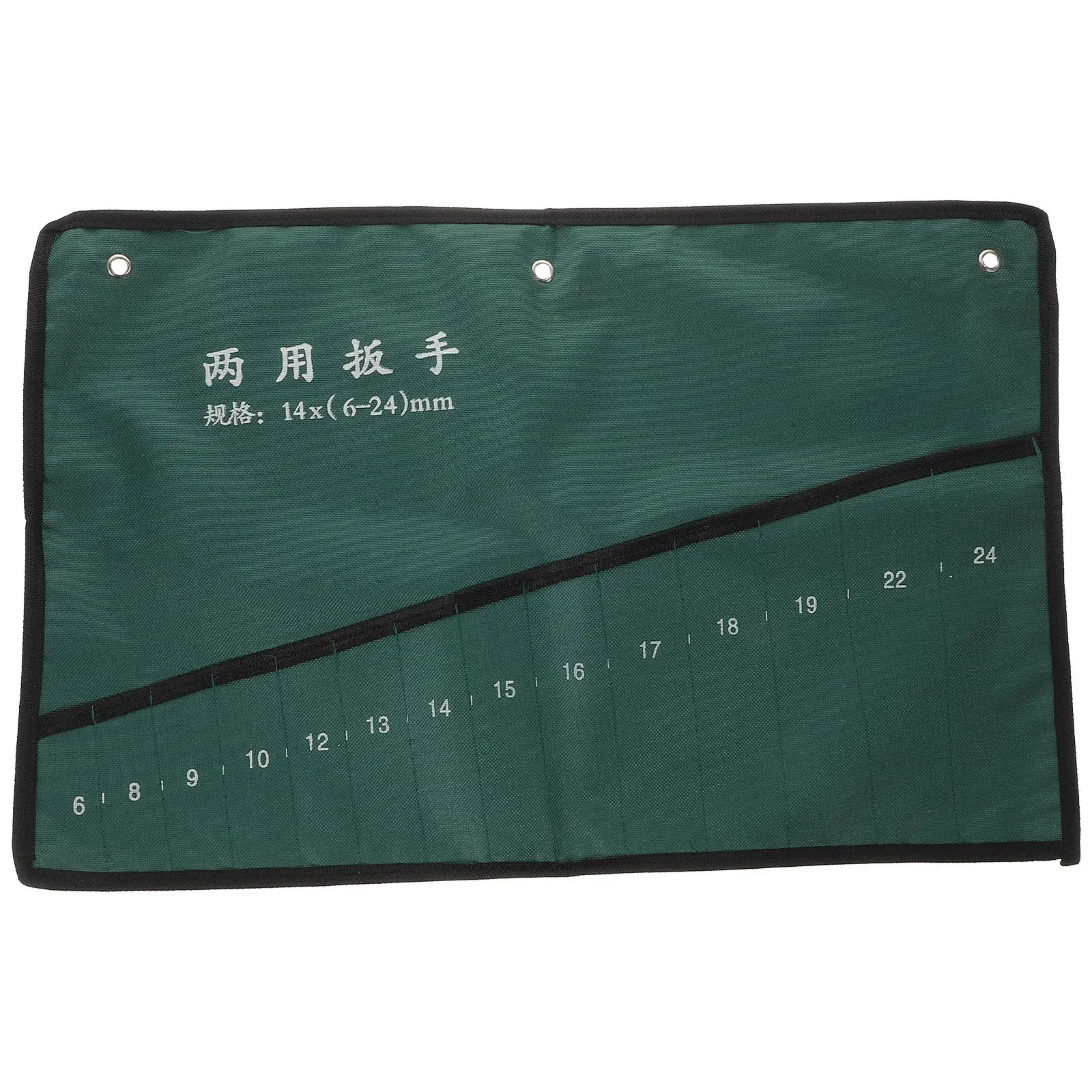 Wrench Storage Bag 14 Pocket Canvas Roll Up Tools ganizer Foldable Spanner Pouch Lightweight Durable Integral Straps