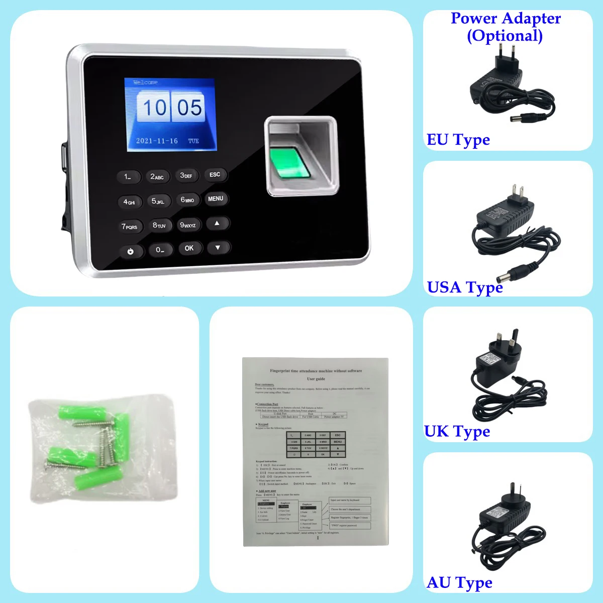 Batteria di backup SSR Fingerprint Time presenze Clock Machine Card e dispositivo di localizzazione a chiusura elettrica dei dipendenti biometrici