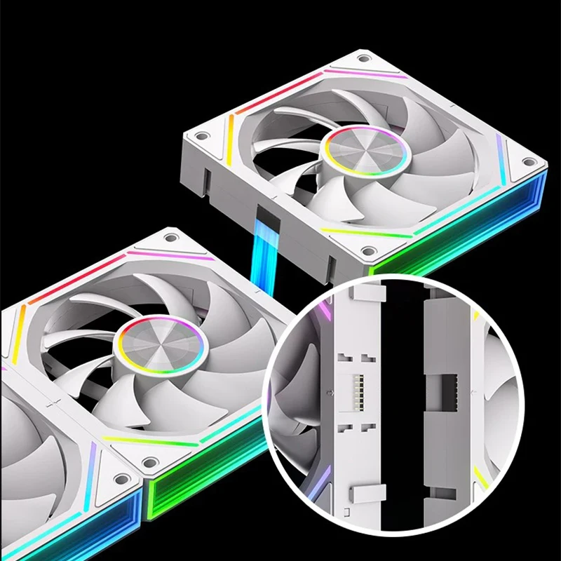 12cm Building Block Fan K4 Splicing Front And Back Blades White ARGB Desktop Computer Chassis Silent PWM Fan with Intelligent Temperature Control