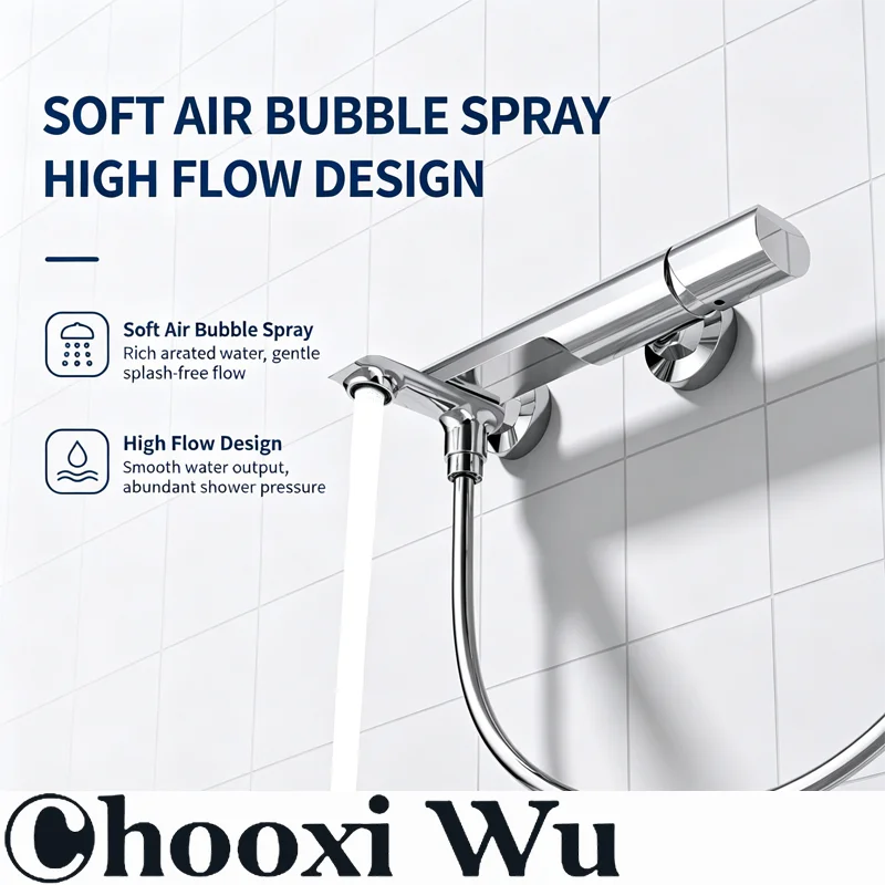 2026 new style folding bathtub shower set, brass, simple installation, magnetic suction rod, shower faucet