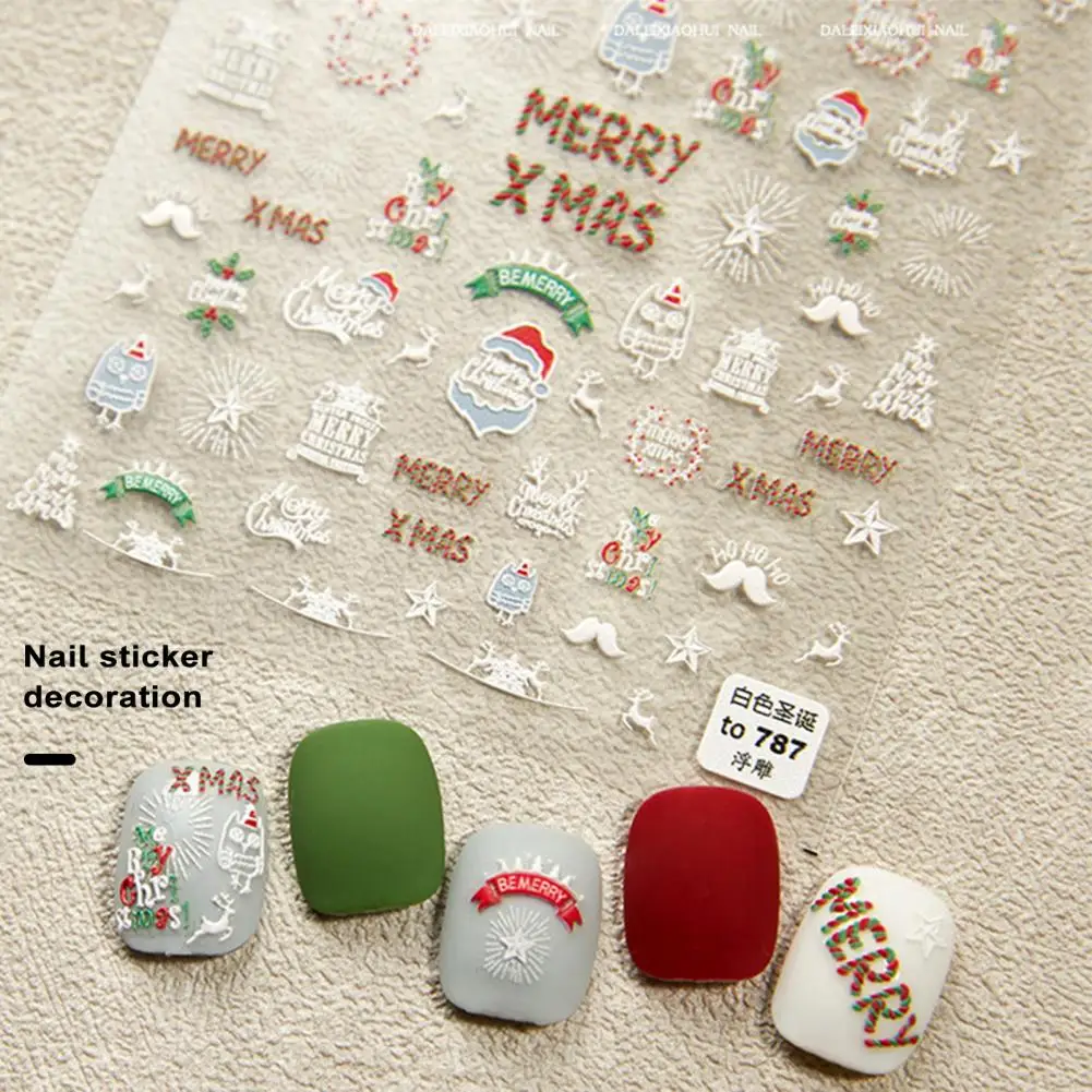 Winter Nail Stickers Festive 3d Christmas Nail Stickers Cute Snowflake Snowman Designs for Diy Crafts Nail Art for Nails