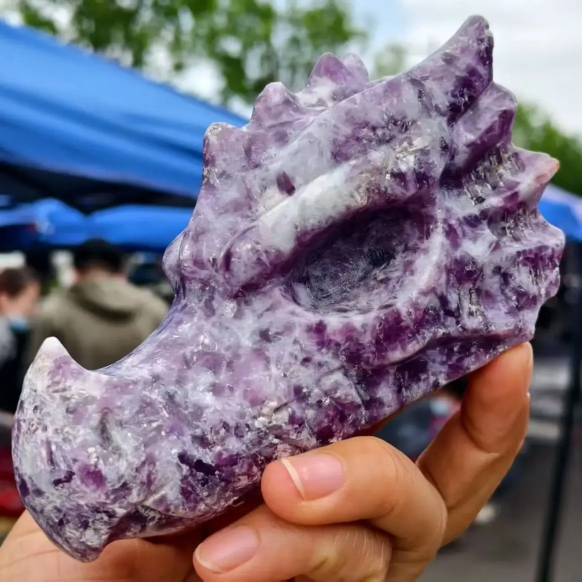 Natural Formed!Purple Mica Stone Dragon's Head,Quartz Crystal Purple Ore Dragon,Mineral,Reiki, Healing Dragon