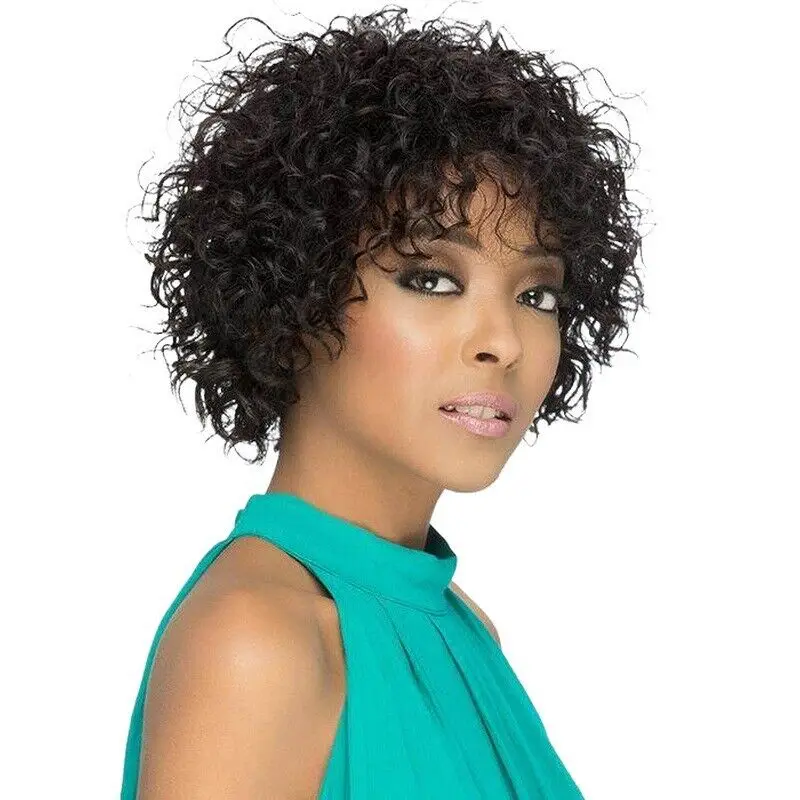 Short  Brown Kinky for Black Women Synthetic Cosplay Wigs