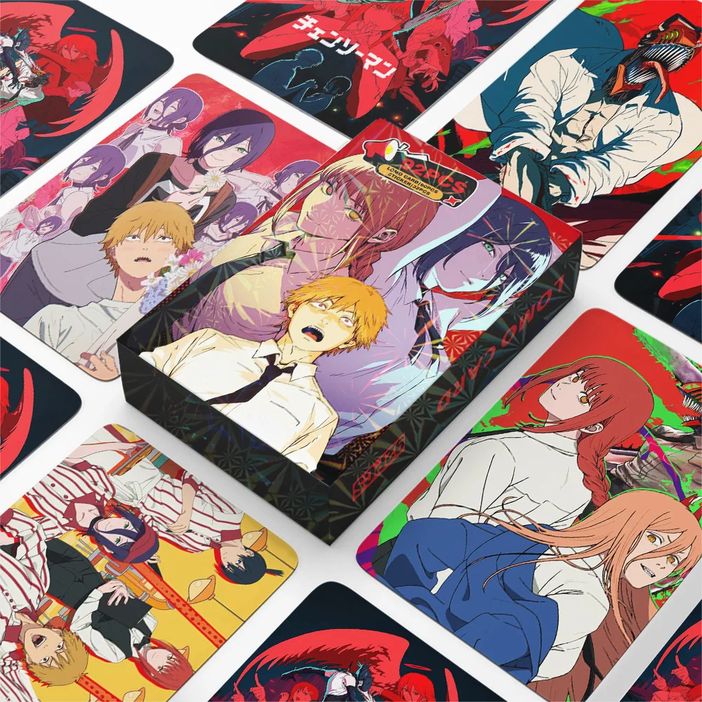 92 Small Cards Chainsaw Man Collection Photo Card Chainsaw Man Mini Sticker Anime LOMO Card Japanese