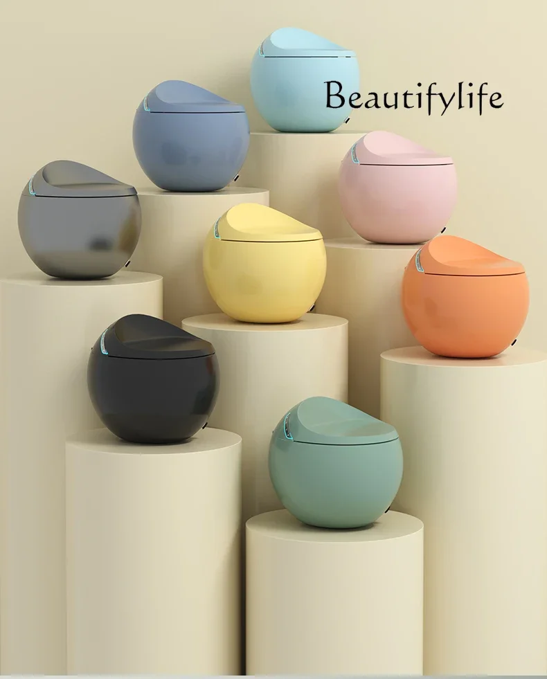 U 7 Gray Round Automatic Household Smart Toilet Egg Type Large Seat Siphon Type With Water Tank
