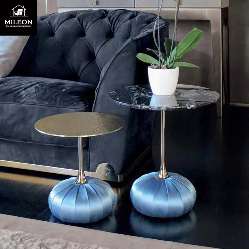 High-quality Modern Luxury Metal Side Table Italian Design Marble Hotel Living Room Small Coffee Table Custom-made