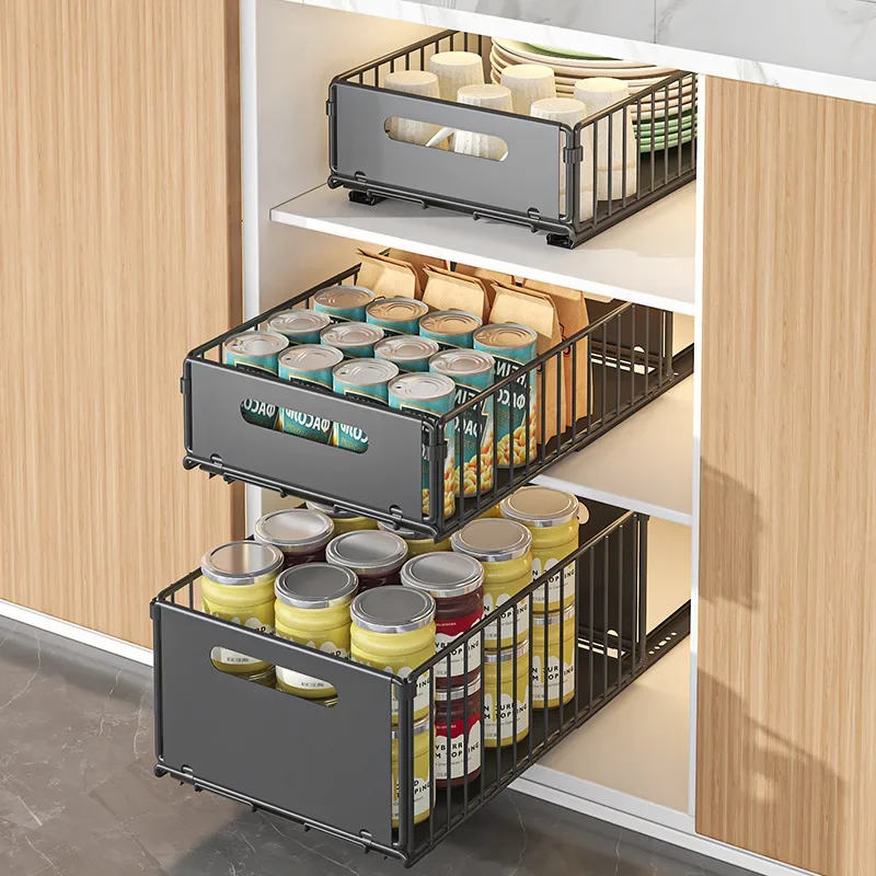 

Kitchen Storage Rack Pull Out Sliding Drawer Seasoning Bottle Can Spice Storage Rack Drawer Storage Tray Shelf Kitchen Organizer