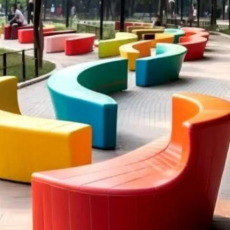 FRP rainbow tree pool seat, new creative square park combination seat, public leisure area, special-shaped armchair