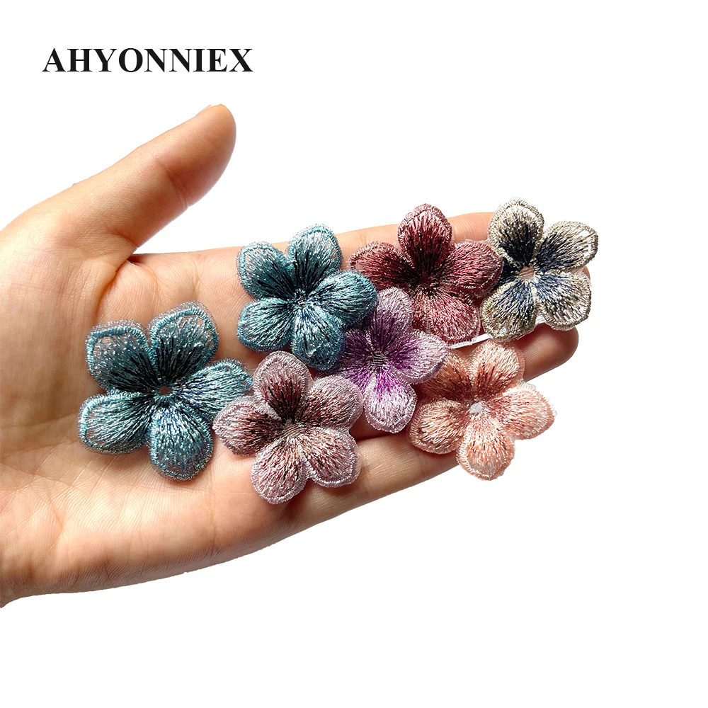 AHYONNIEX 10pcs Cheap Small Flower Patch for Clothes Sewing on Applique Dress Hair Accessories Shoes Bags DIY Decoration Patches