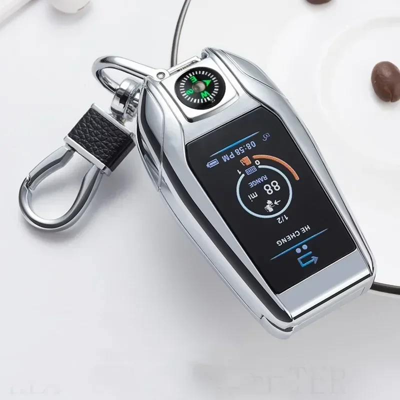 High End Keychain Windproof Lighter Cool Car Key Model Black Technology Multifunctional Igniter Gift Boyfriend A Trendy Look - Image 5