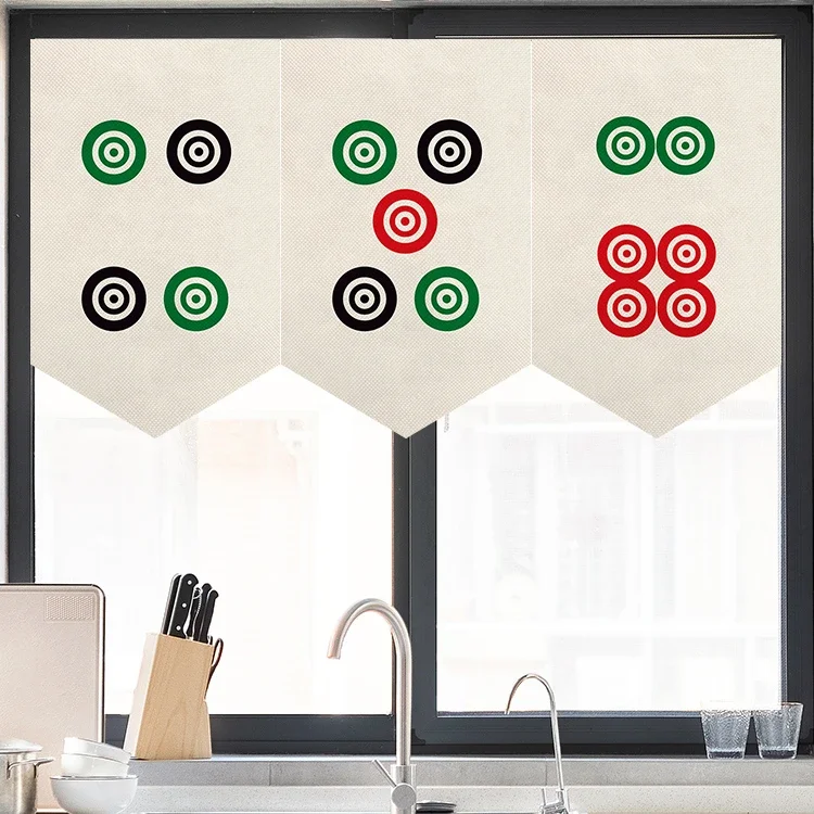 Chinese Triangle Curtain Mahjong Door Head Decoration Short Curtain Doors and Windows Small Flag Curtain