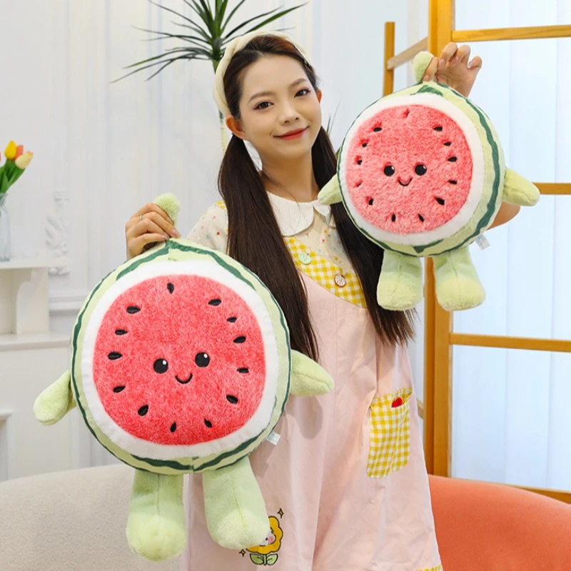 Running Watermelon Pillow Plush Toy Sofa Bedhead Pillow Chair Cushion Large Dormitory Backrest Soft Silly Expression Plush Toy