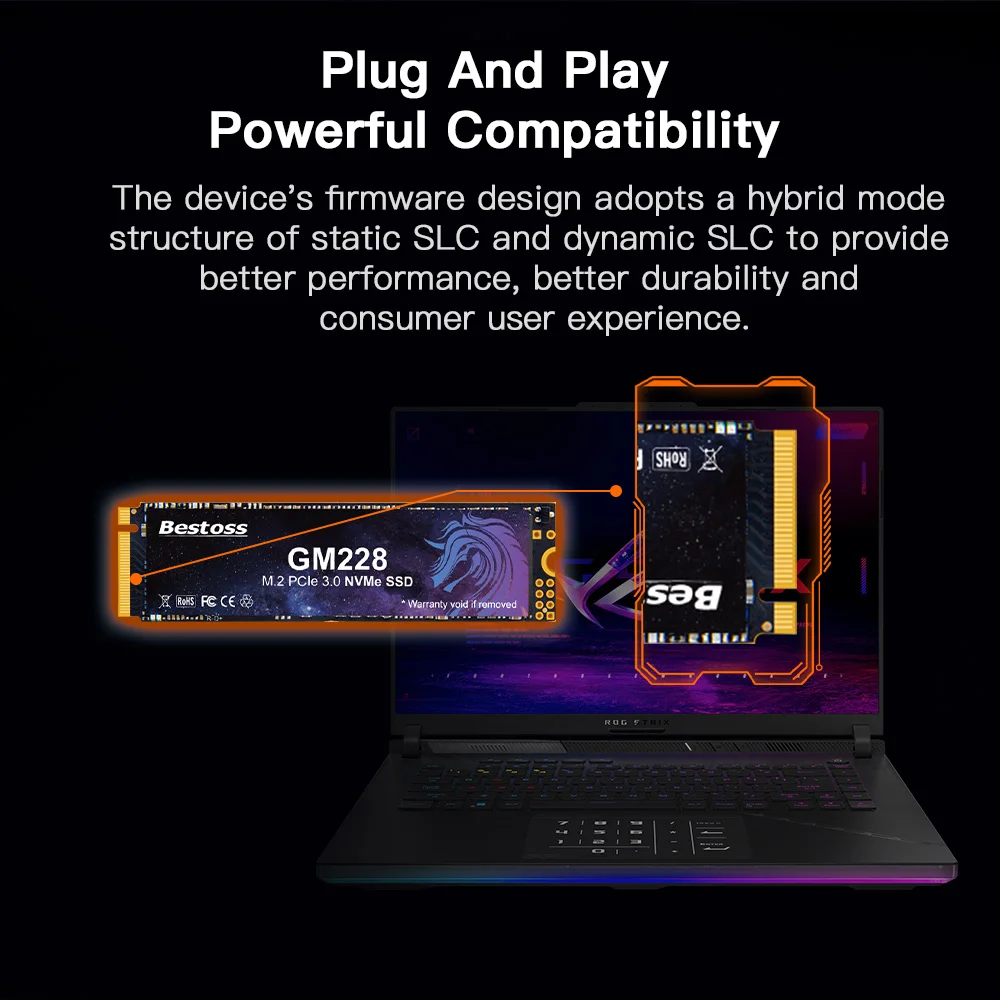 Bestoss SSD M2 NVME M.2 2280 PCIe 3.0 128 ГБ 256 ГБ 512 ГБ 1 ТБ 2 ТБ Внутренний твердотельный накопитель для настольного ноутбука