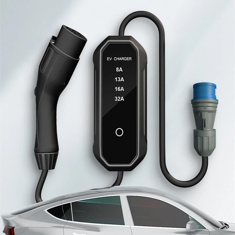 New Portable EV Charger Type 2 Type 1 GBT 7KW 32A Charging for IEC62196 J1772 GB/T Electric Vehicle Car Fast Charger