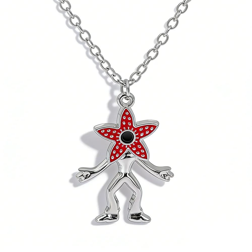 Demogorgons Monster Pendant Necklace for Fans Cosplay Jewelry Gift Move-Themed Fashion Accessory for Men Women Teens
