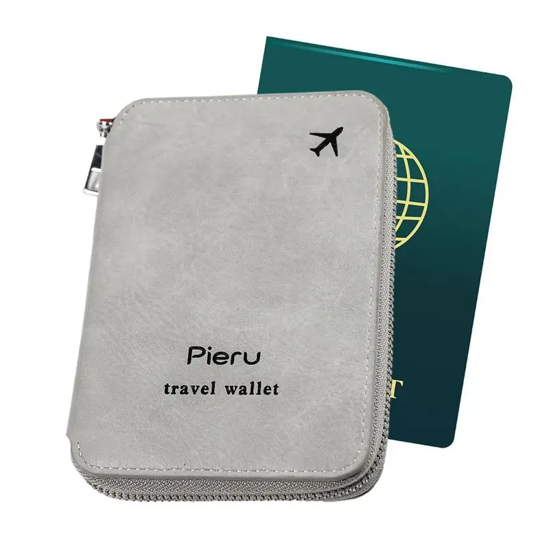 Passport Card Cover PU Leather Zipper RFID Passport Case Storage Tool With Large Space For Bus Tickets Boarding Card Licenses