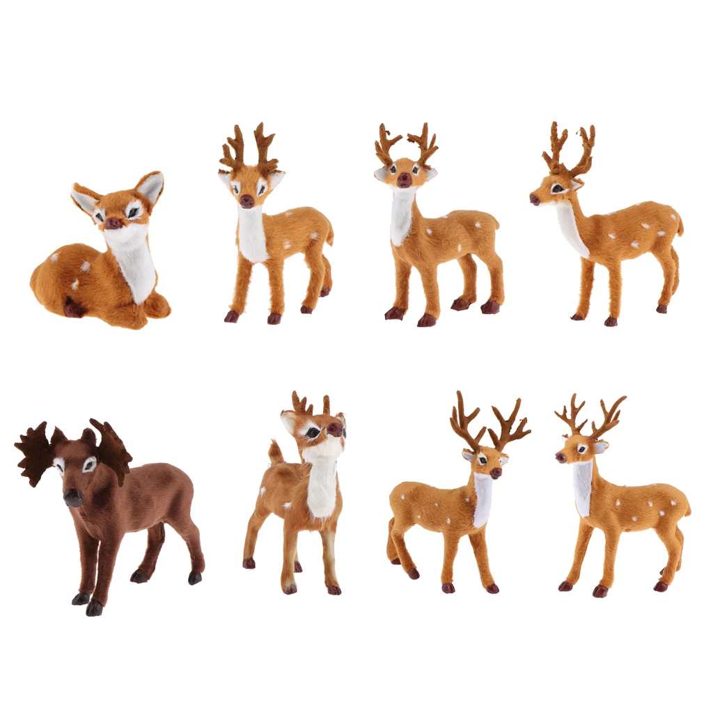 Christmas Reindeer Decoration Fabric Animal Figurine Realistic Deer Toy Outdoor Garden Ornament for Holiday Party Home
