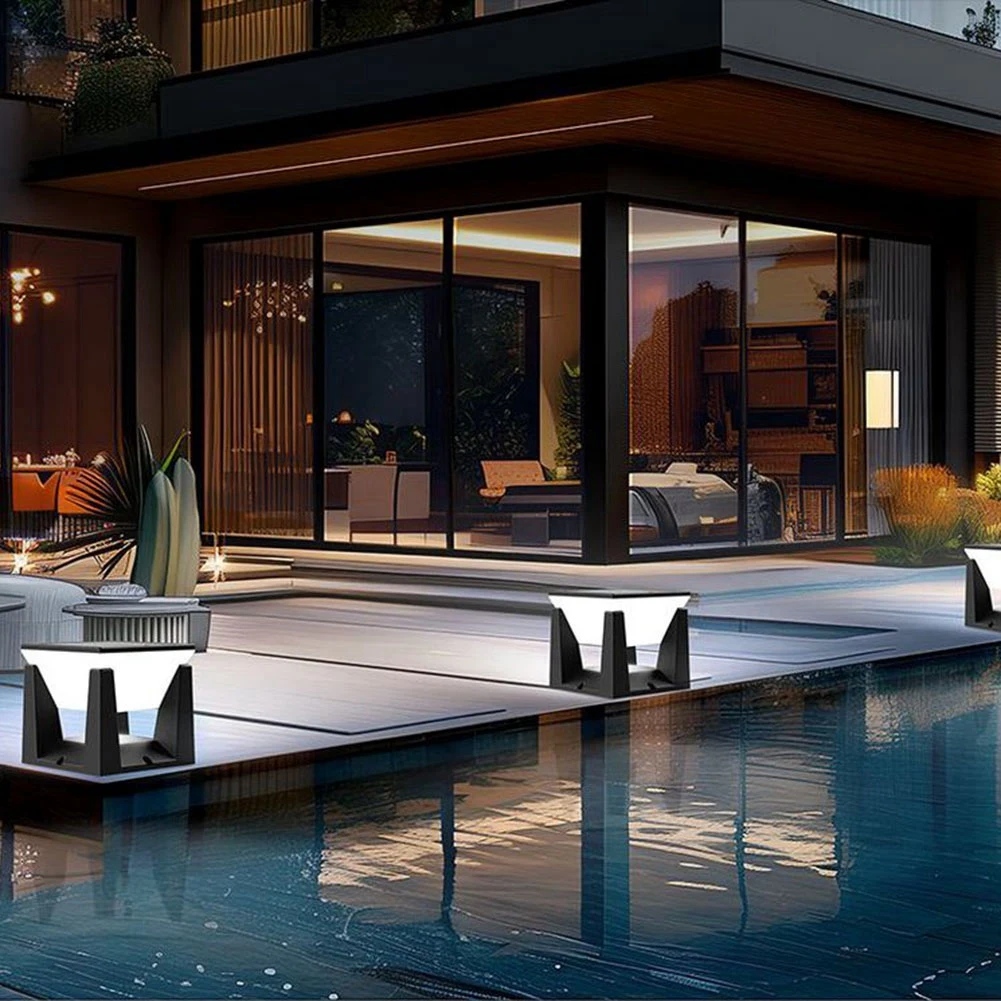ABUG-Contemporary Solar LED Fence Deck Cap Lamp For Outdoors, Waterproof Column Lighting Solar Pillar Light