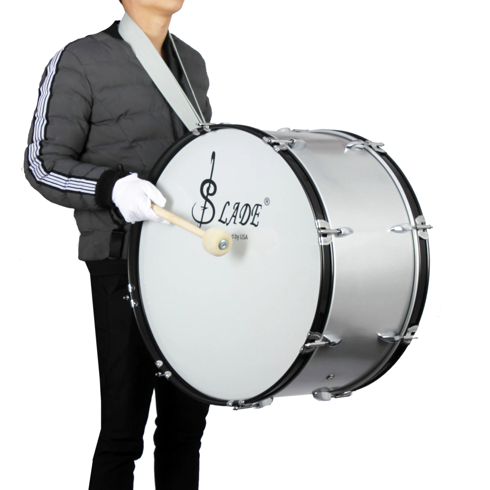 

Musical Instrument Direct Sale LADE White Belt Drum Professional Playing Snare Guard of Special Marching Drum