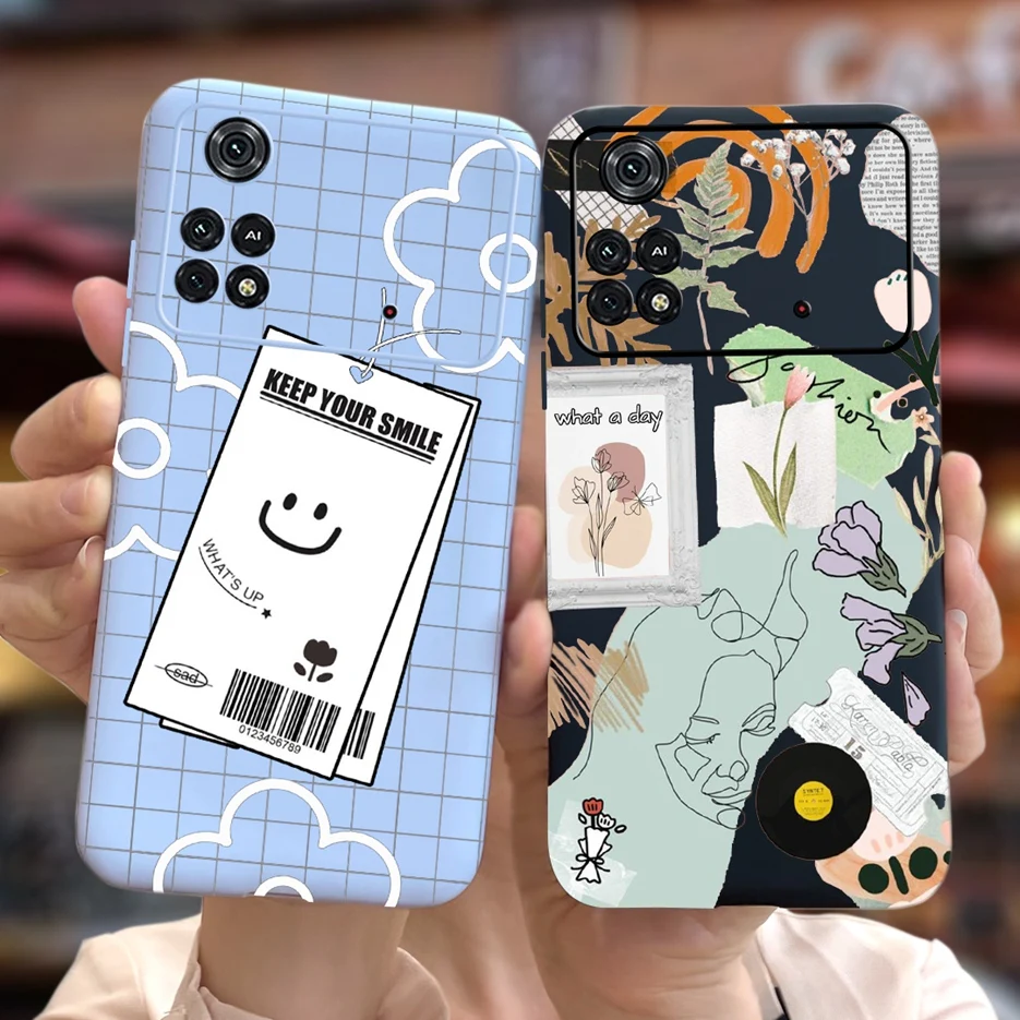 Xioami Poco M4 Pro 4G 5G 케이스 새로운 패션 그린 커버 소프트 실리콘 케이스 샤오미 Poco X4 Pro 5G 전화 케이스 Coque