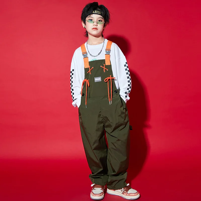 Dziewczęca odzież uliczna w stylu hip-hop kontrastowe kombinezony chłopięce luźne spodnie ogrodniczki spodnie kombinezon dziecięcy dziecięcy strój do tańca ulicznego Romper