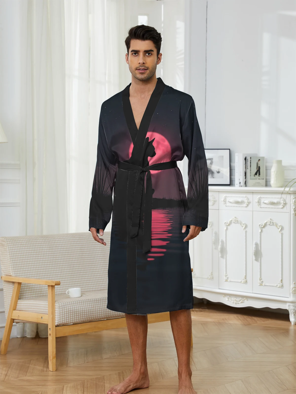 1pcs Men's Robes 2026 Spring/Summer Bathrobe man Funny pajamas Sleepwear Bathrobe Breathable Graphic 3D Printed Shower robe