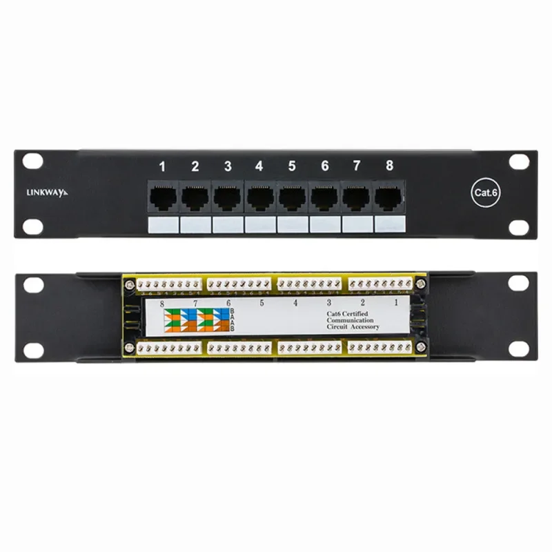 8 Ports 10 inch CAT5e CAT6 Patch Panel 1U Mini Patch Panel RJ45 Rack Mount For Household Distribution Frame Weak Current Box