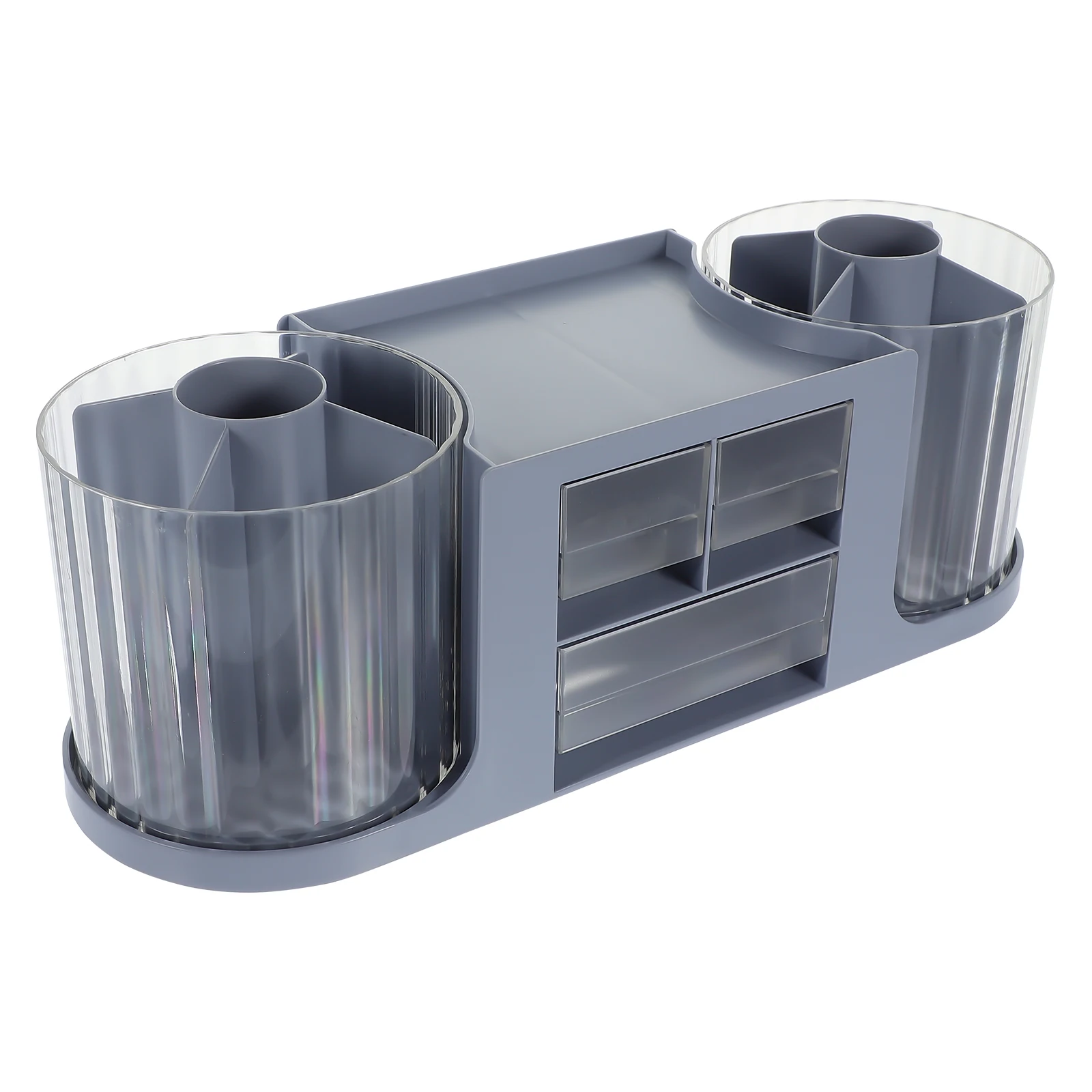 

Double Rotating Transparent Pen Holder Blue Desk Organizer Small Storage Drawers File Cabinet Box Student Supplies