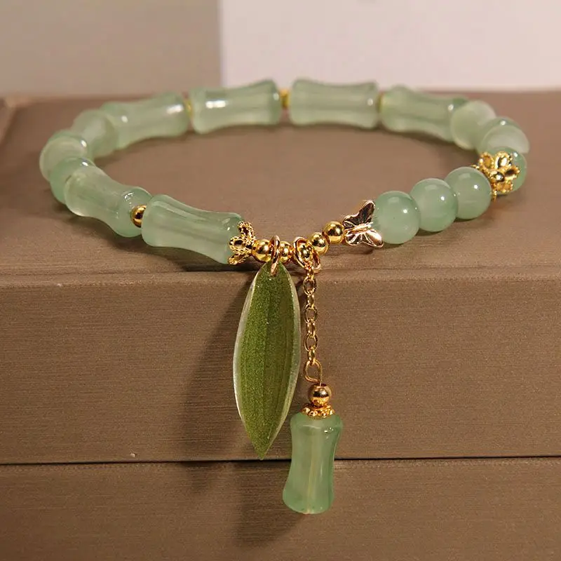 Original New Chinese Style Bamboo Jade Bracelet Women's Light Luxury High-Grade Bracelet Gift for Bestie