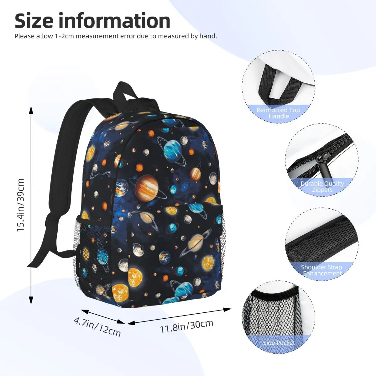 Solar System Space Planets Universe Backpack Student Boys Girls BookBag Men Women School Bag Computer Shoulder Bags