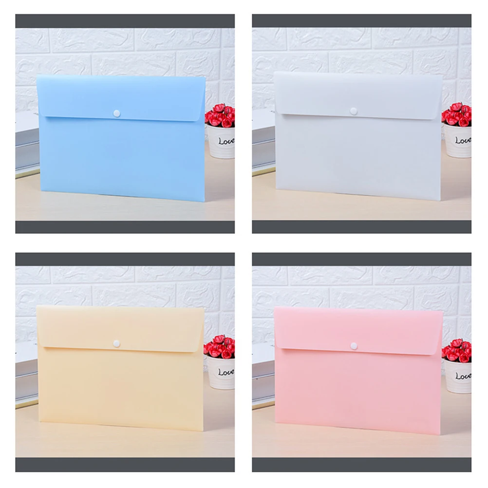 

10Pcs Nordic Style A4 Size PP File Folder Button Closure Dark Grey Light Grey Document Organizer Office School PP File Folders