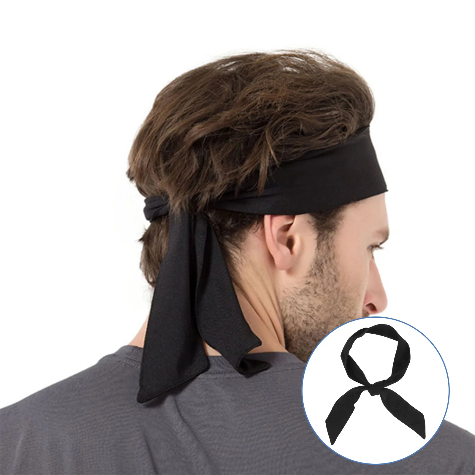 

Head Tie Sports Headband Tie Headband for Running Working Out Tennis Karate Athletics Pirate Costumes (Black)