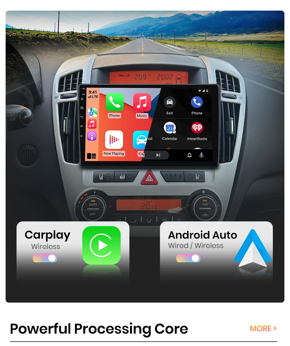 AWESAFE 9-Zoll-Android-Radio für KIA CEED 2007-2012, kabelloses CarPlay & Android Auto, GPS-Navigation, Multimedia, Unterstützung für Lenkradsteuerung, Subwoofer, Verstärker, Rückfahrkamera, EU Plug-and-Play, DAB+, digitales Autoradio, 2-DIN-Autoradio, Stereo, RDS, DSP, FM, WIFI, 4G, BT – Detail 13