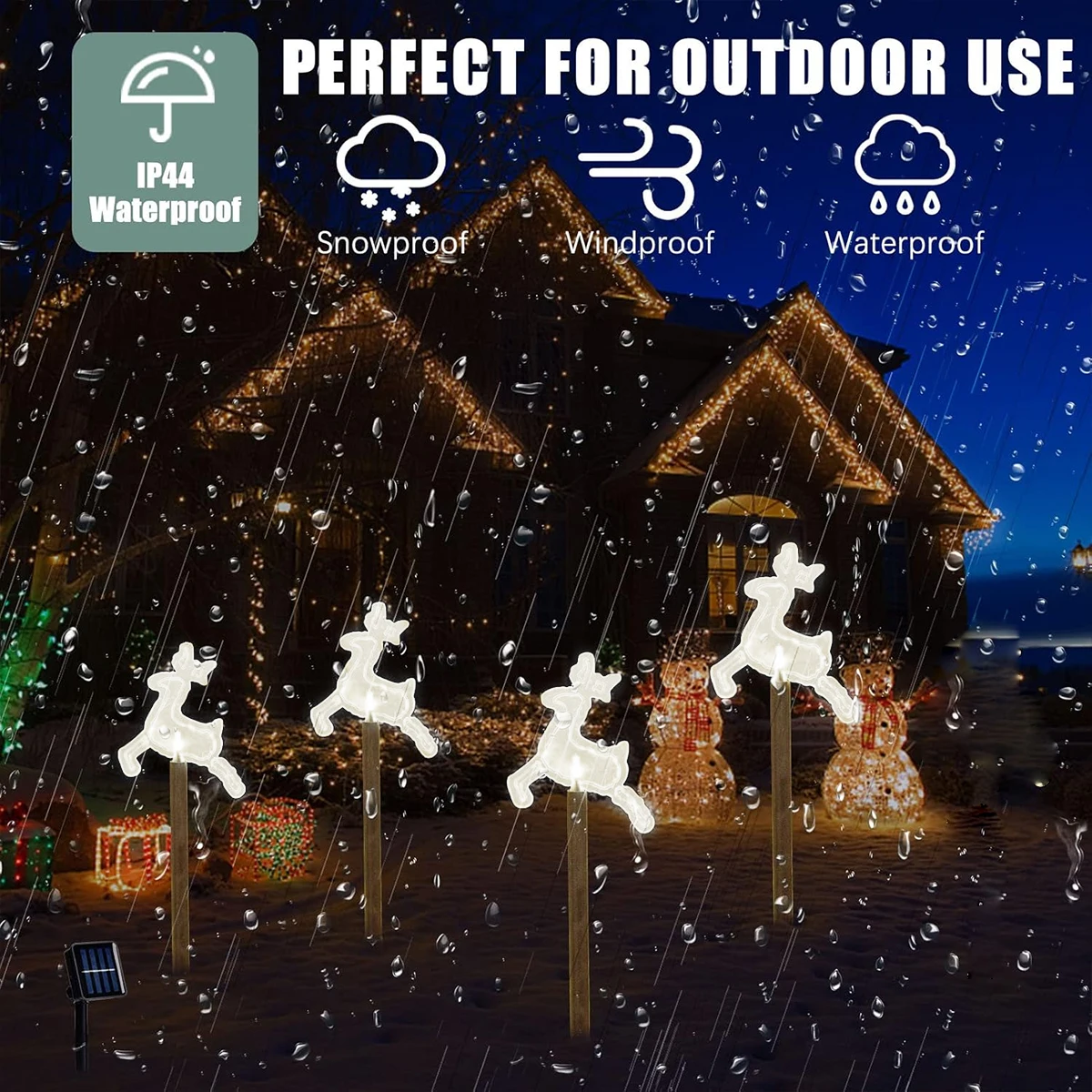 4Pcs Christmas Atmosphere Solar Path Light Pattern Outdoor Waterproof Landscape Lamp Perfect For Home Garden Patio Pool Decor