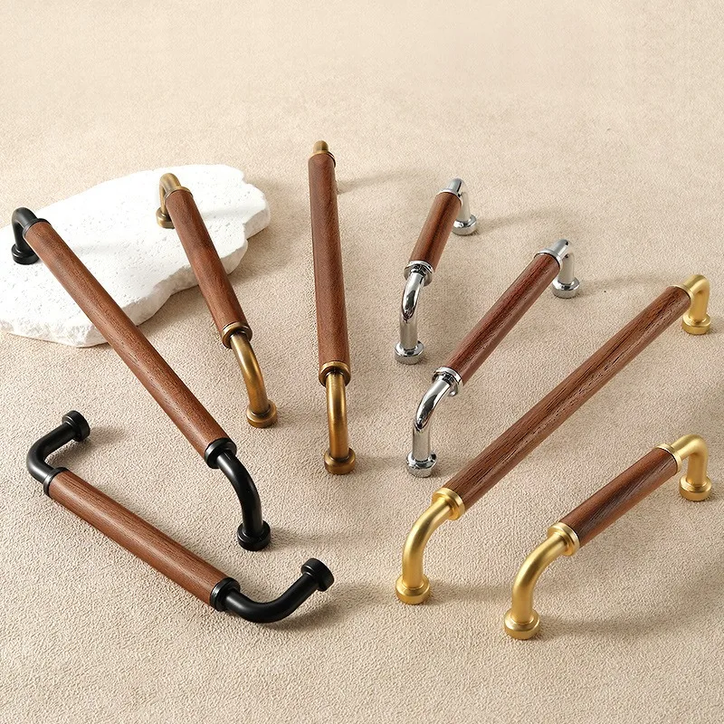 Vintage Walnut Wood, Song's Aesthetic Cabinet Door Handle New Chinese Style Nordic Furniture Cabinet Drawer Wardrobe Door Handle