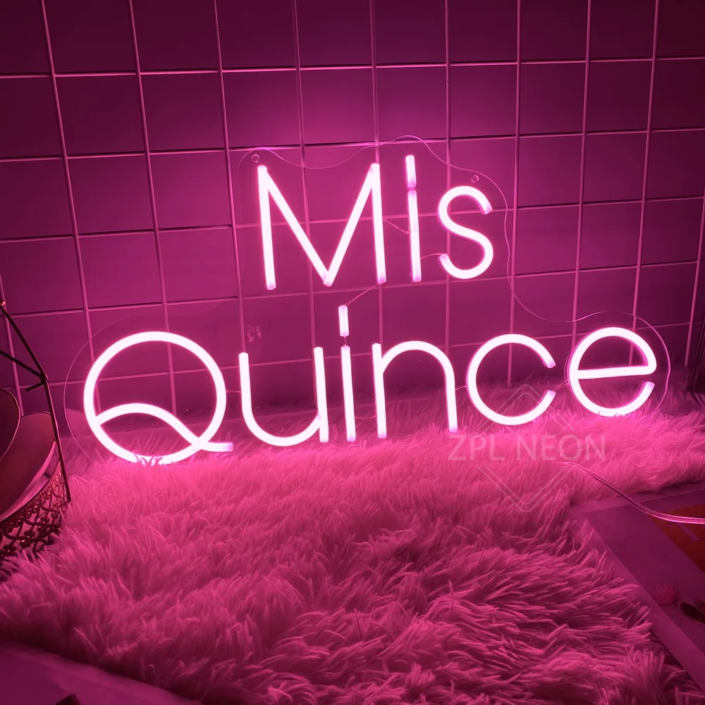 Mis Quince Neon Led Sign Spanish Fifteen Years Old Birthday Decor Party Room Decor Wall Hanging Neon Sign Light Personalize Gift
