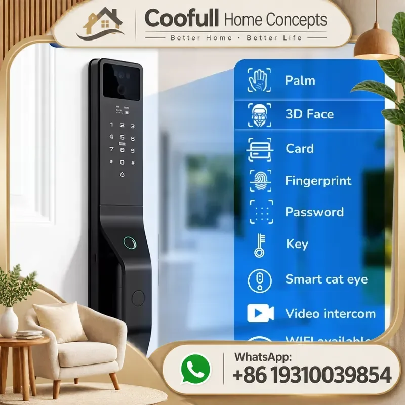 3D Face Recognition Smart Door Lock Tuya WiFi Automatic Digital Lock With Visual Intercom For Home Security