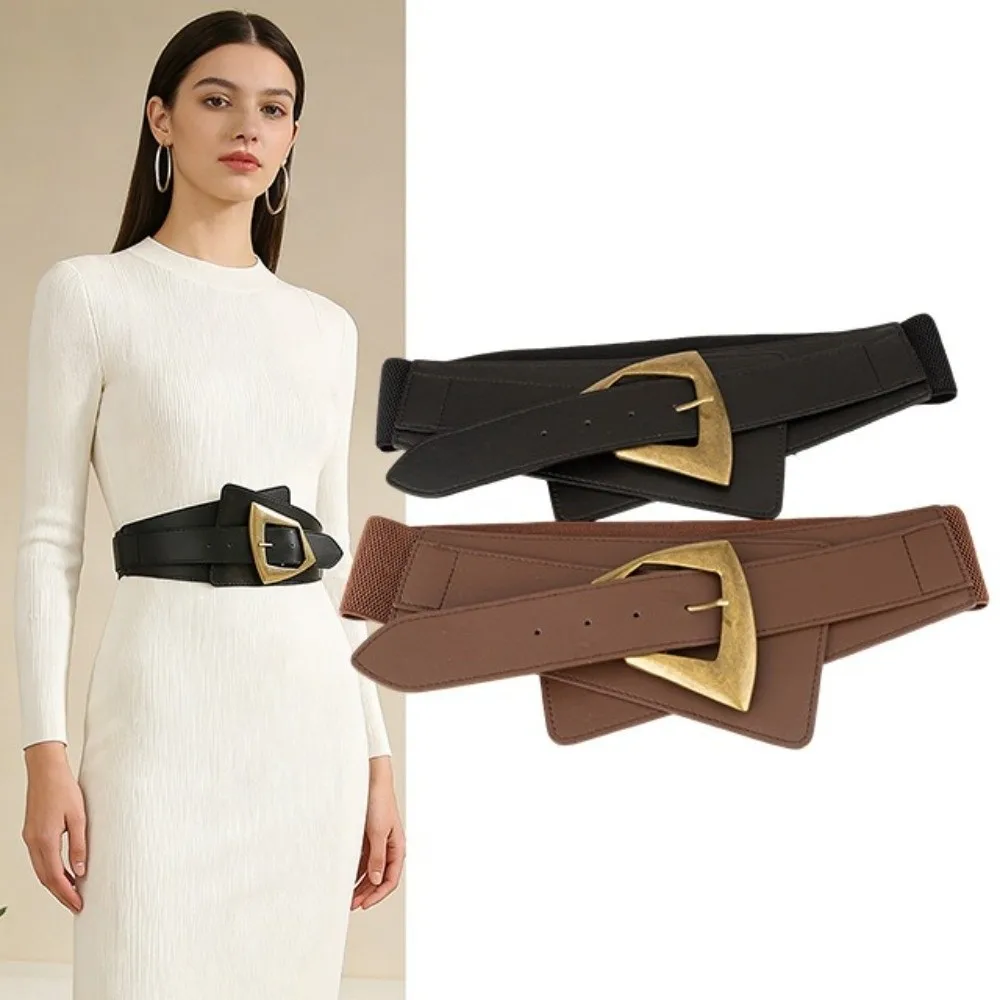 Fashion Gift Elastic Waist Belt Leather Solid Color Decorative Belt Adjustable Corset Belt Jacket