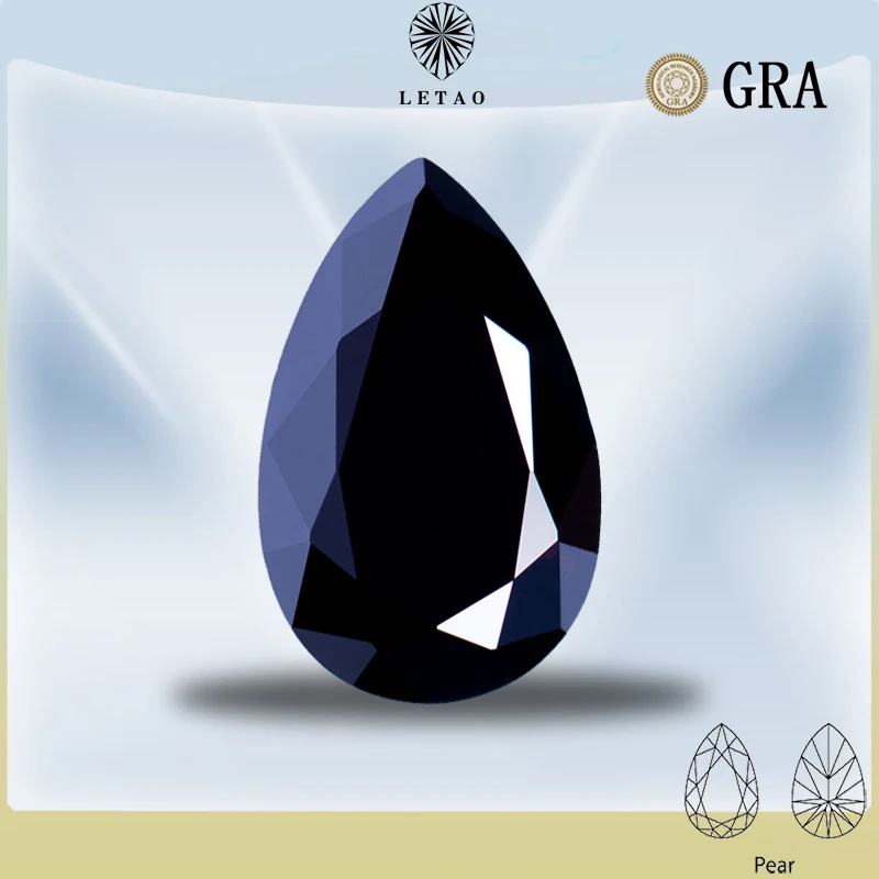 

Moissanite Gemstone Primary Color Black Pear Cut Lab Grown Diamond for Advanced Jewelry Making Materials with GRA Certificate