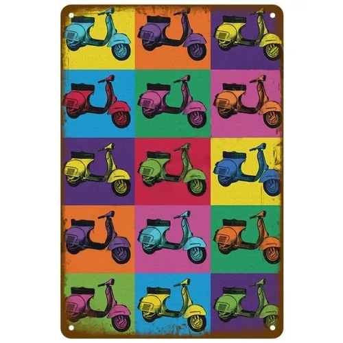 Scooter Pop Art Tin Sign Vintage Wall Decor Man Cave Style