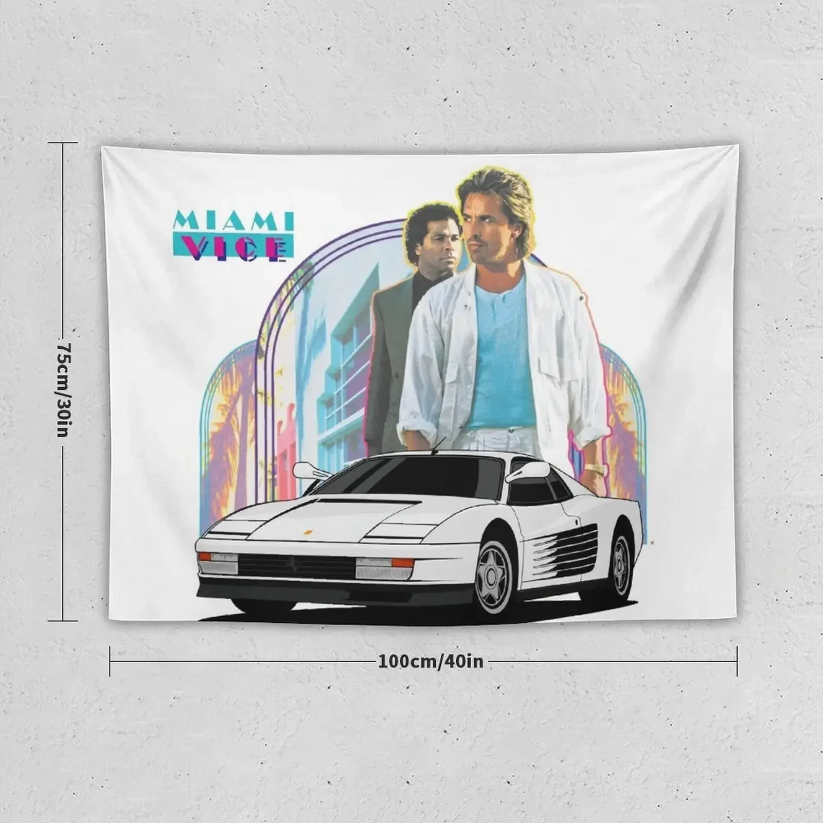 Miami Vice - Testarossa Tapestry Home Decorations Aesthetic Kawaii Room Decor Wall Mural Tapestry