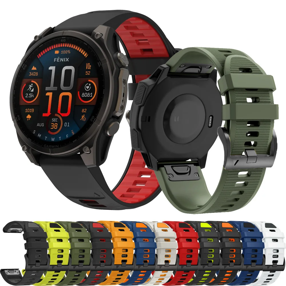 26mm 22mm Watch Strap Bracelet For Garmin Fenix 7X 7 6X 6 Pro 5X Plus Enduro 3 Wristband Epix Gen 2 MK2i S70 47mm Silicone Band