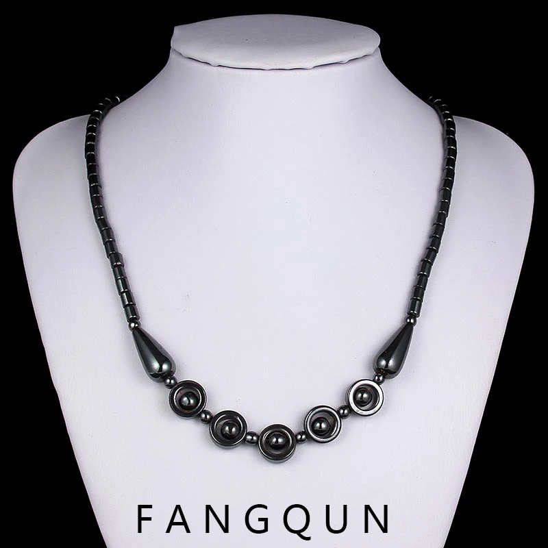 New Natural Stone Hematite Heart Pendant Necklaces for Woman Men Personality Magnetic Bead Necklace Fashion  Fine Jewelry