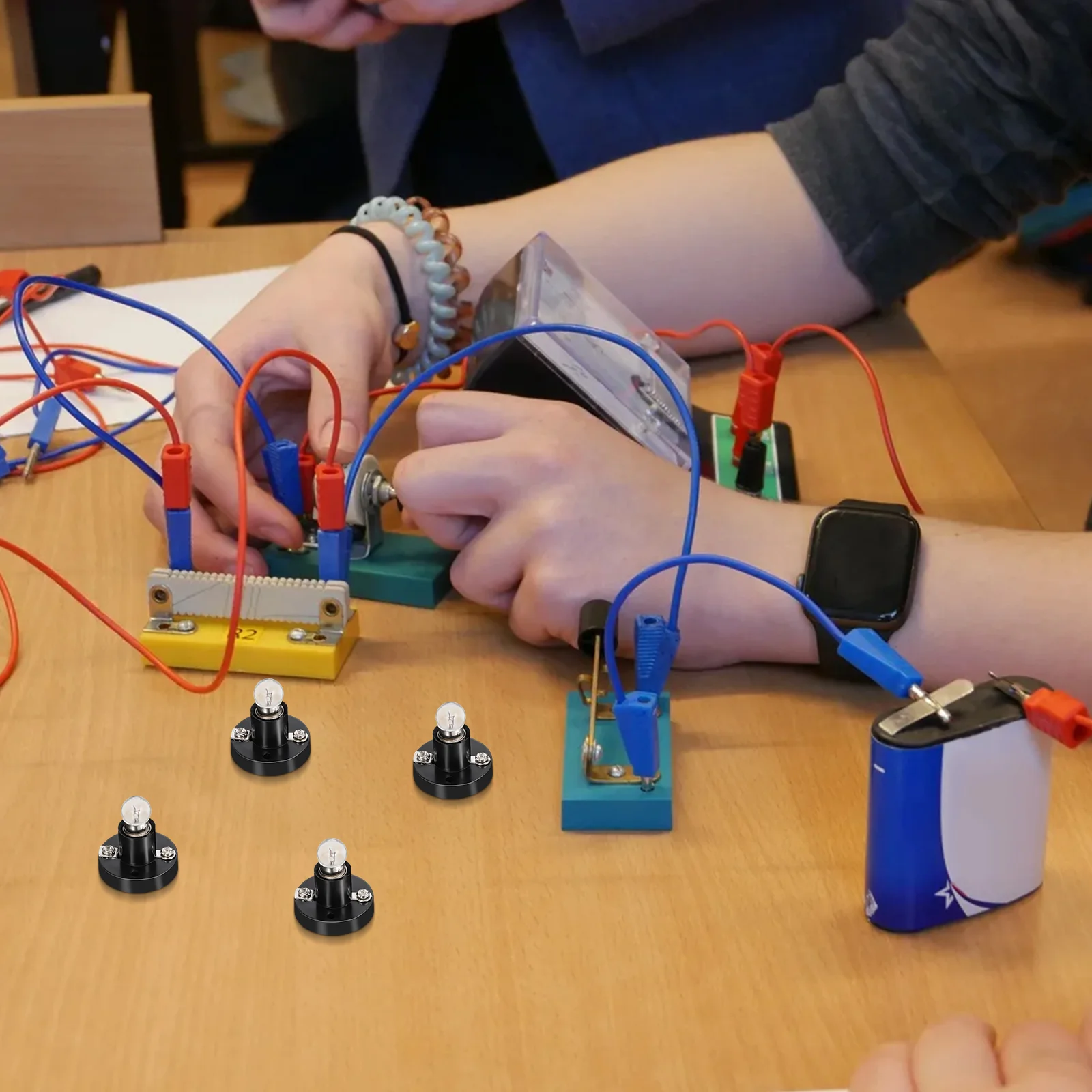 Soporte de lámpara de tornillo, instrumentos de enseñanza escolar, equipo de experimentos de circuito E10, Base de luz de bombilla pequeña para laboratorios, Mini linterna