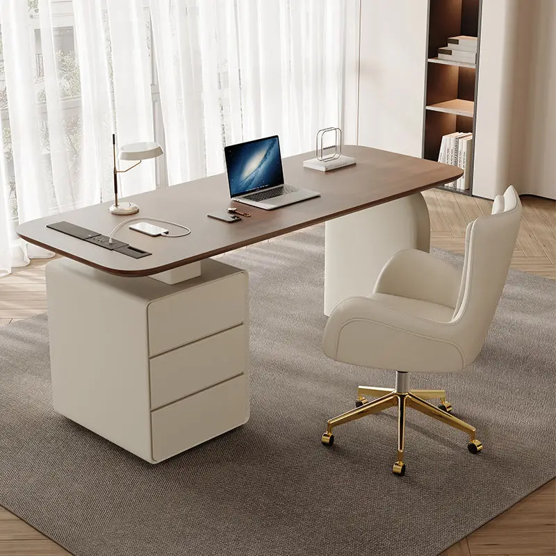 LH Cream Style Desk Home Study Light Luxury Desk Simple Writing Desk