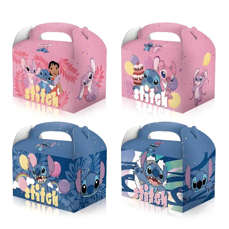 

Disney Stitch Party Candy Gift Box Cartoon Cute Figure Birthday Party Portable Handheld Paper Box Bag Kids Gifts Trick or Treat