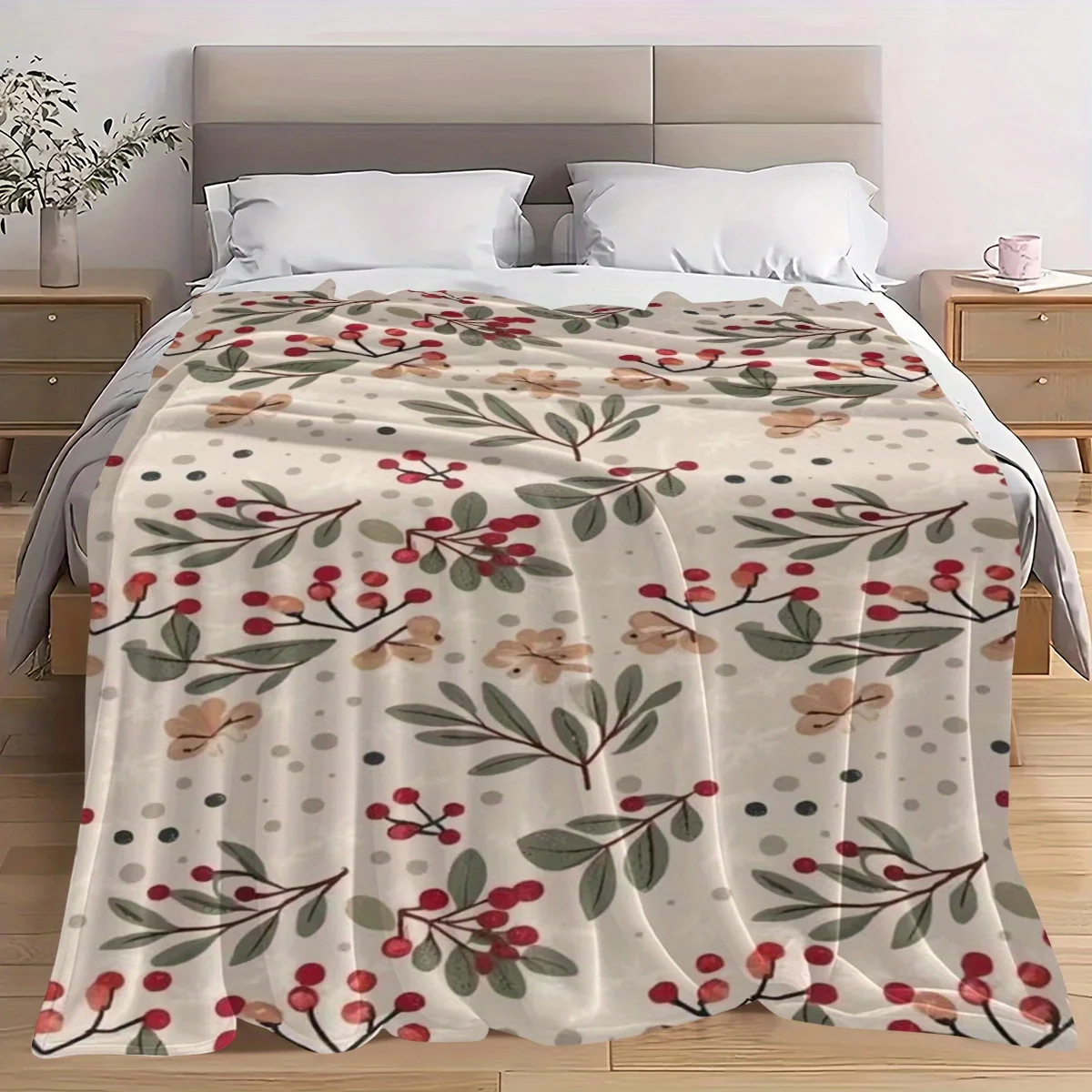 A Digital Printed Flannel Blanket, Perfect for Napping, Featuring a Modern Design Suitable for All Seasons. Made from Fabric, It