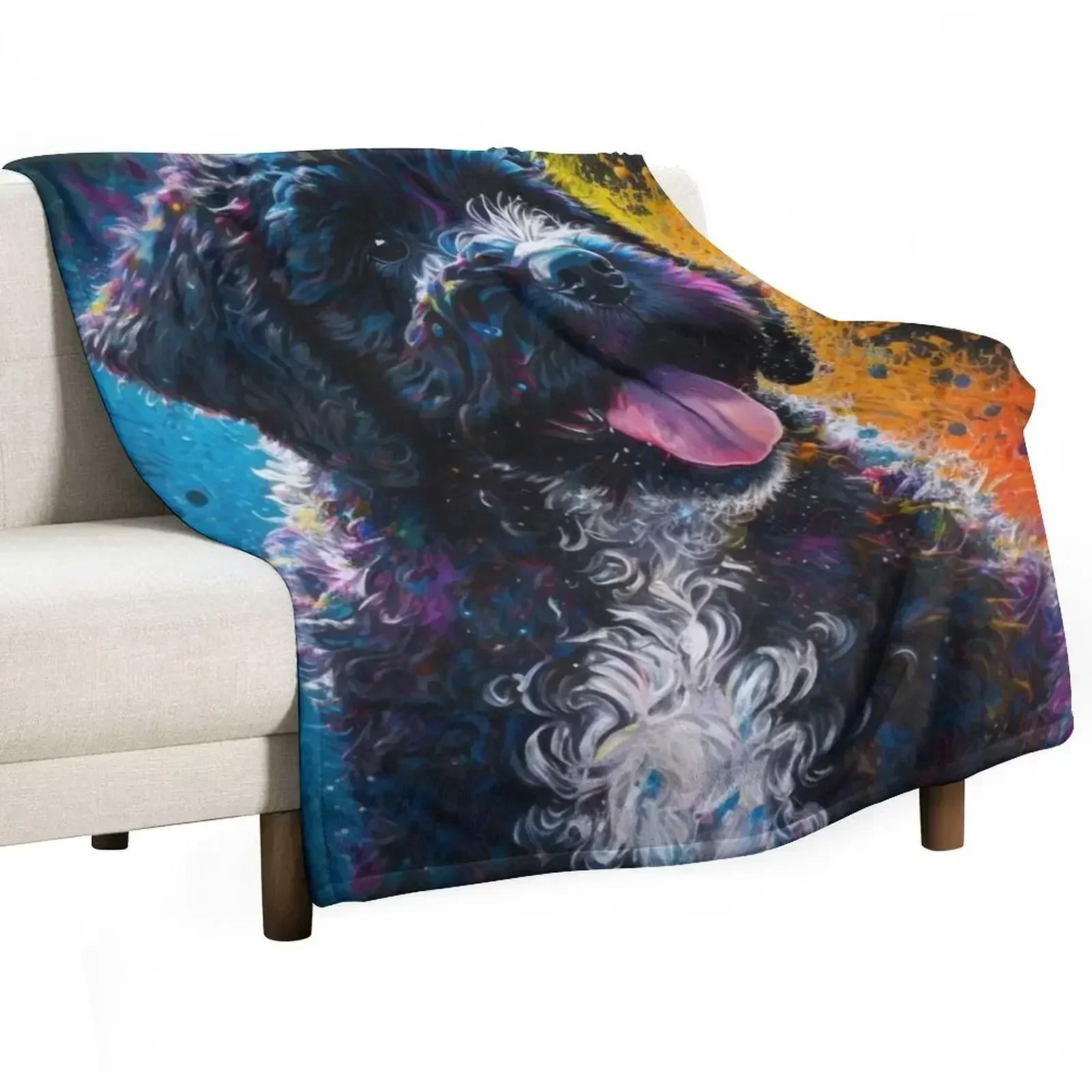 Portuguese Water Dog Synesthetic Splash Painting Art Throw Blanket Soft Big Luxury Thicken cosplay anime Blankets